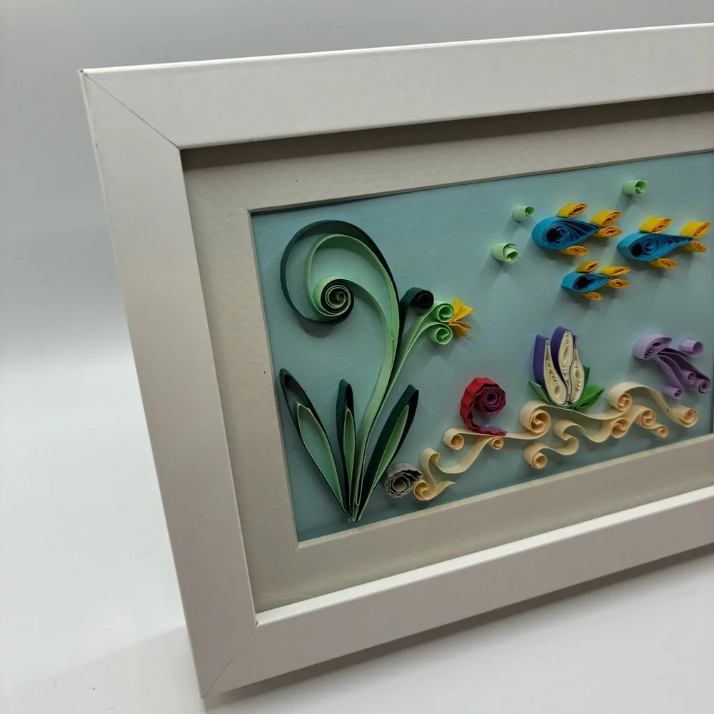 Framed Quilling Art with Fish and Flowers